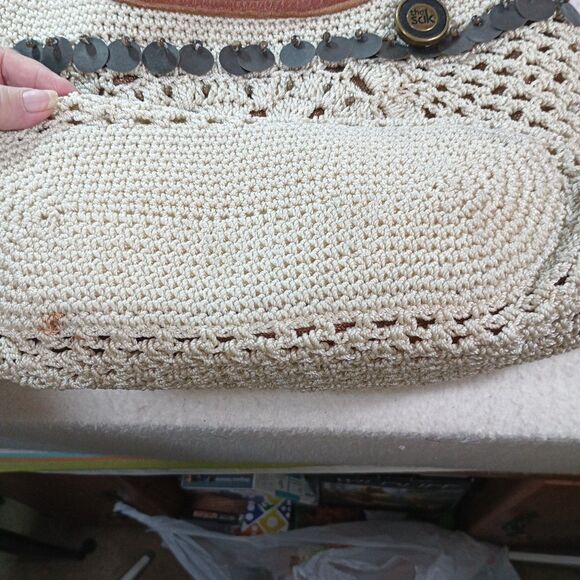 The Sak Heritage Hobo Shoulder Bag Leather Crochet Purse 2015 Brown Vintage Bag - Picture 7 of 16